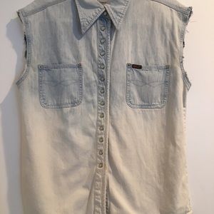 Vintage Denim cut off with tie die fading